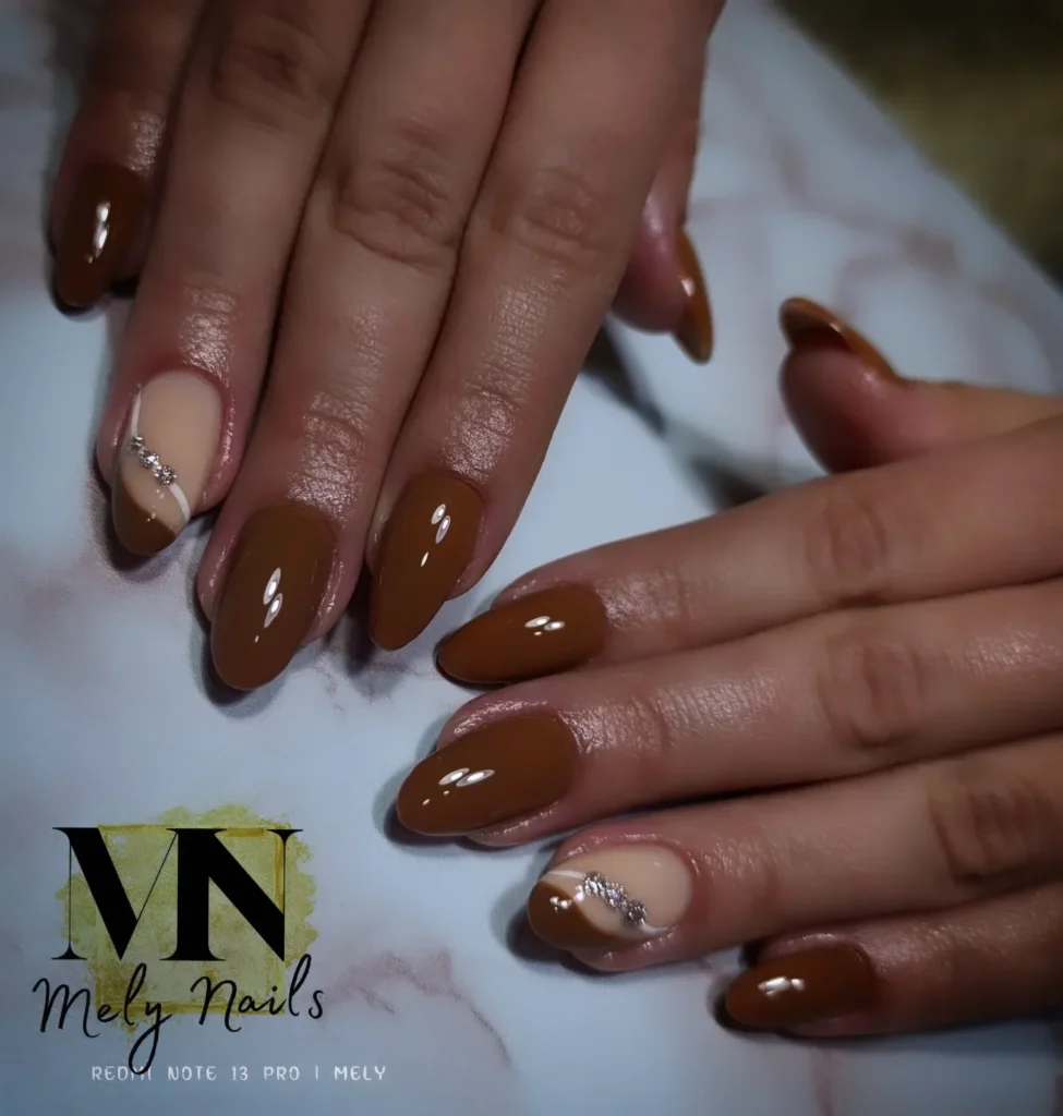 brown nails design 18