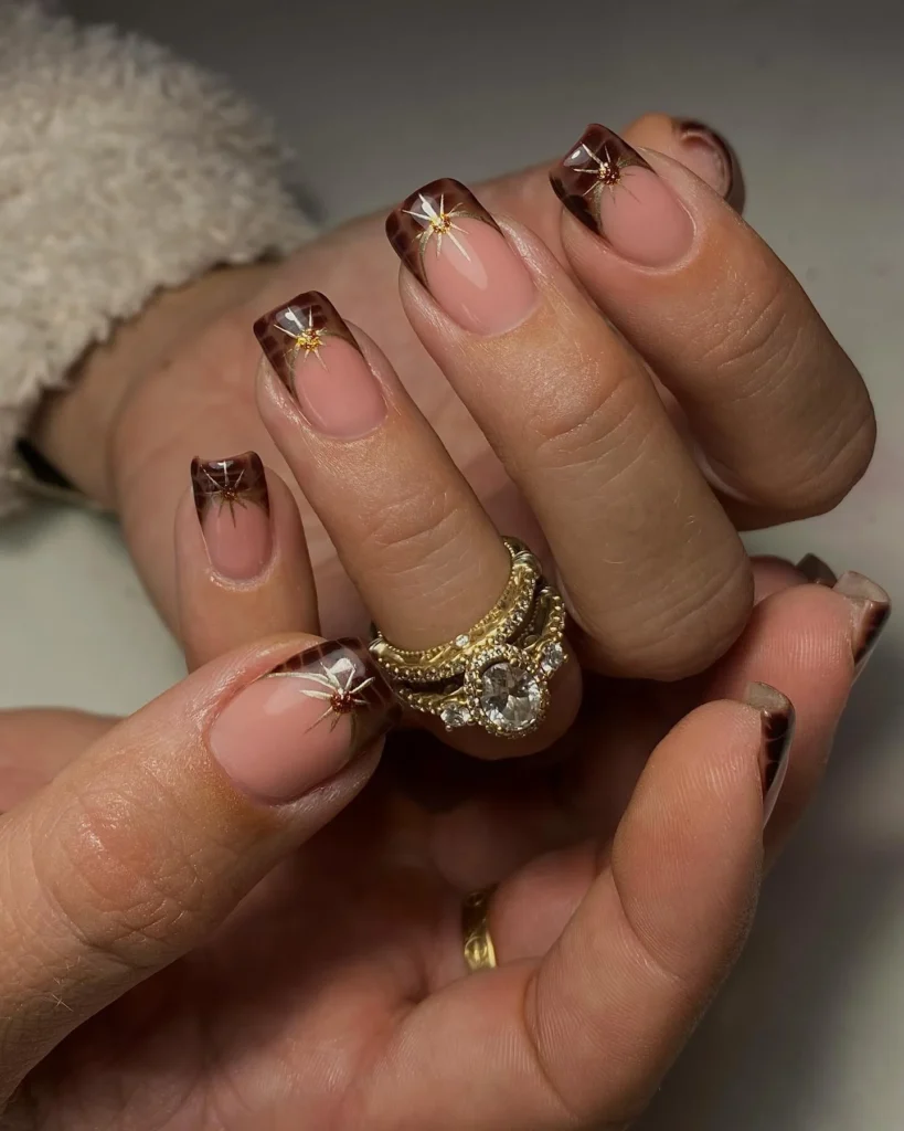 brown nails design 1