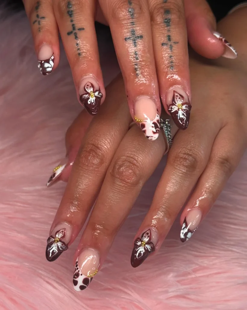 brown nails design 13