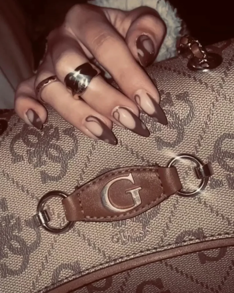 brown nails design 17