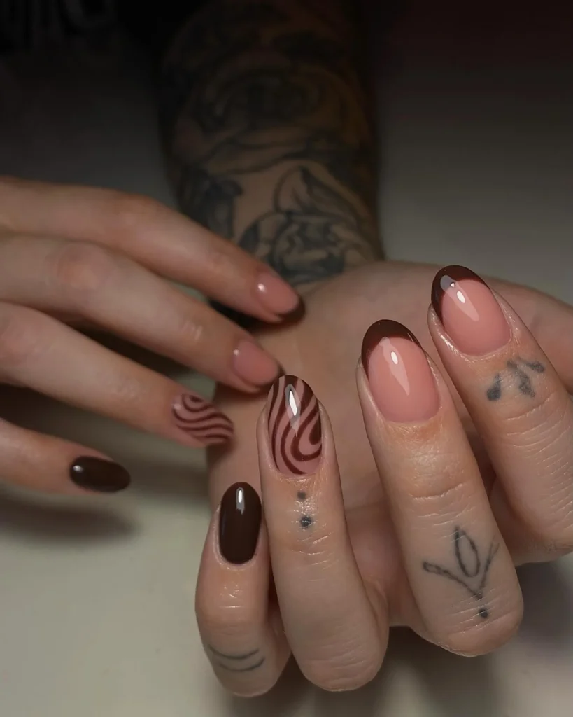 brown nails design 2