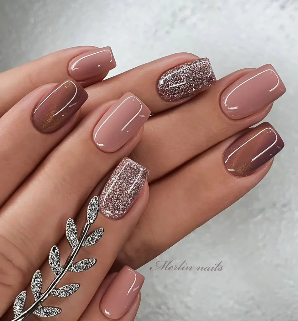 brown nails design 7