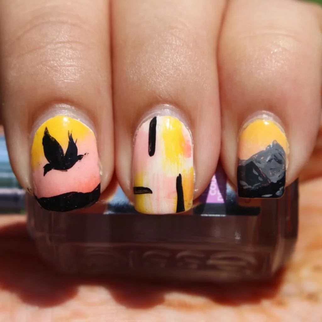 cute yellow nails art 15