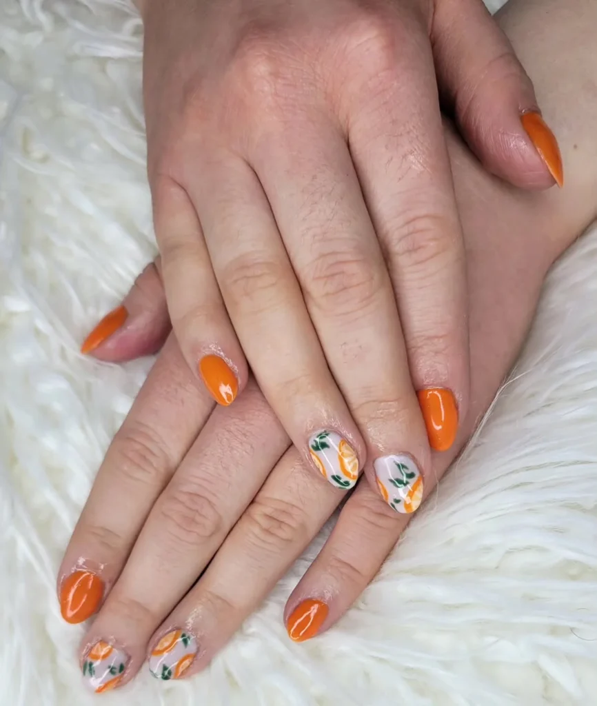 orange nails ideas 12