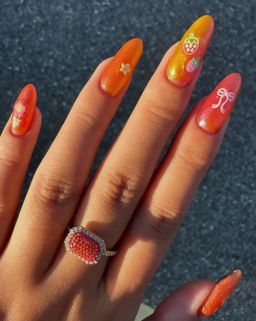 orange nails ideas 13