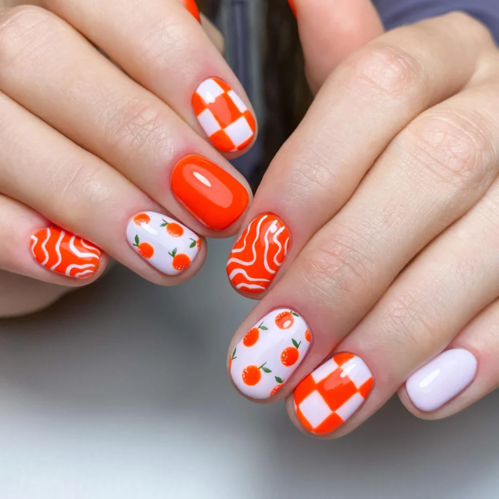 orange nails ideas 15