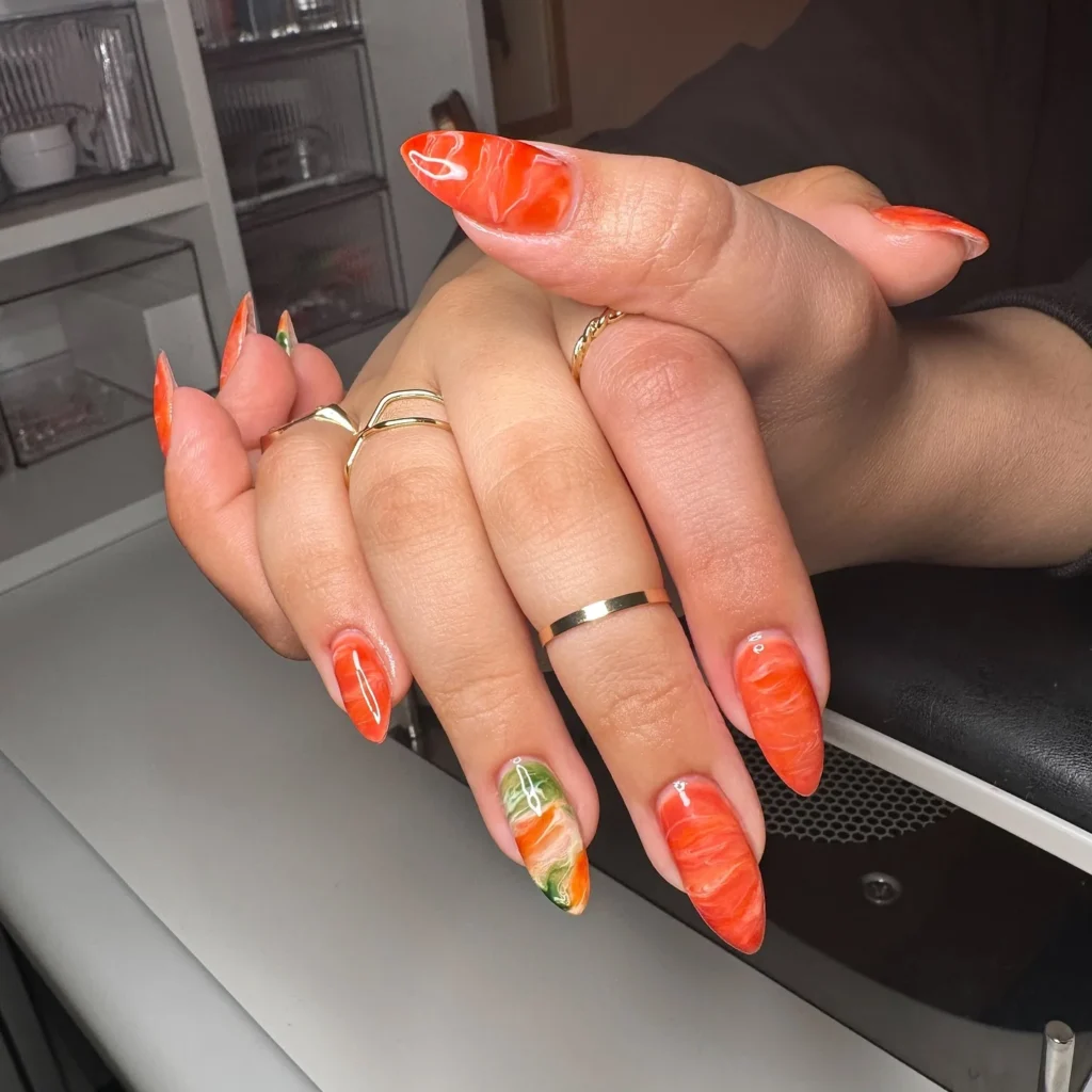 orange nails ideas 16