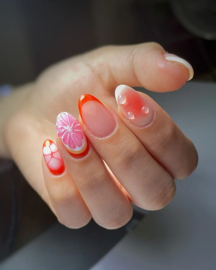orange nails ideas 18