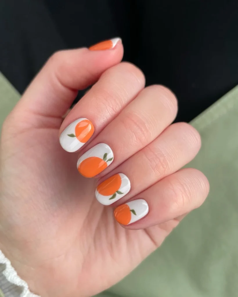 orange nails ideas 4