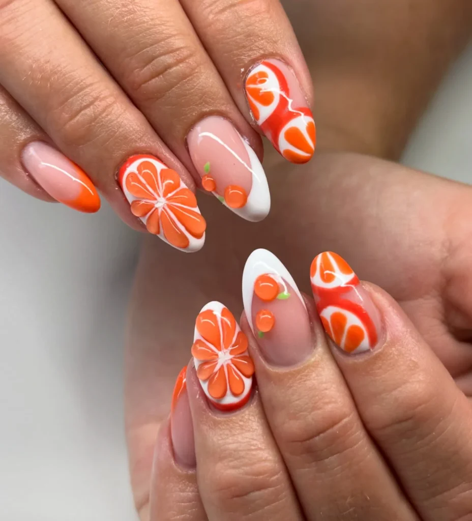 orange nails ideas 5