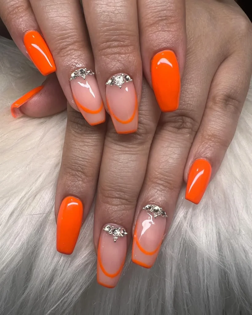 orange nails ideas 7