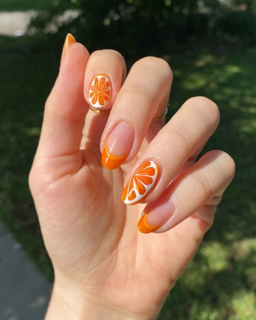 orange nails ideas 8