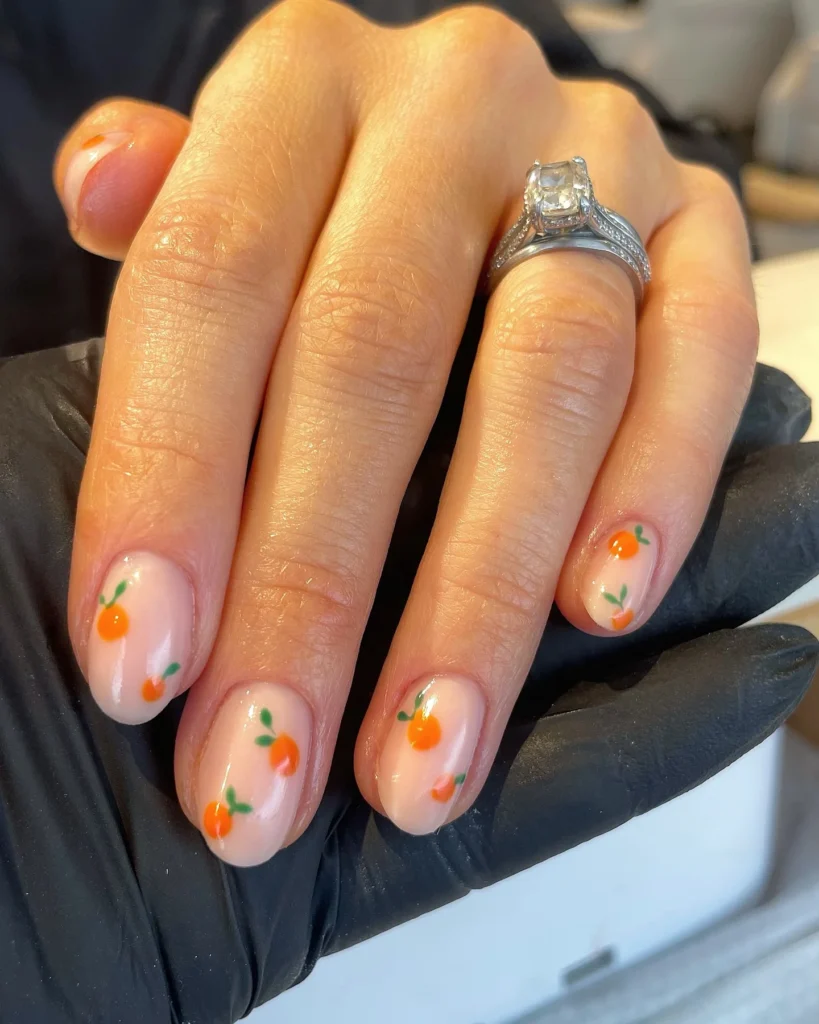 orange nails ideas 9