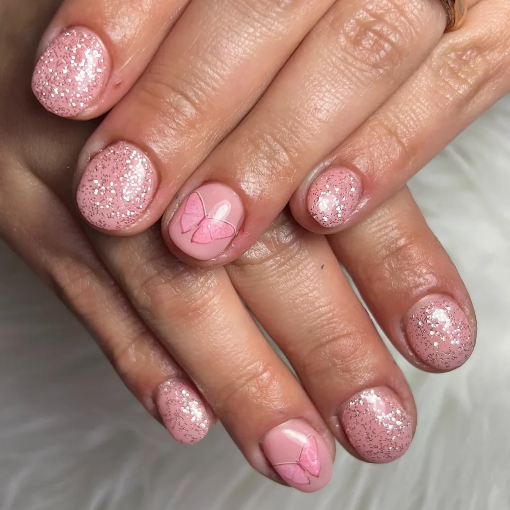 pink sparkly nails 10