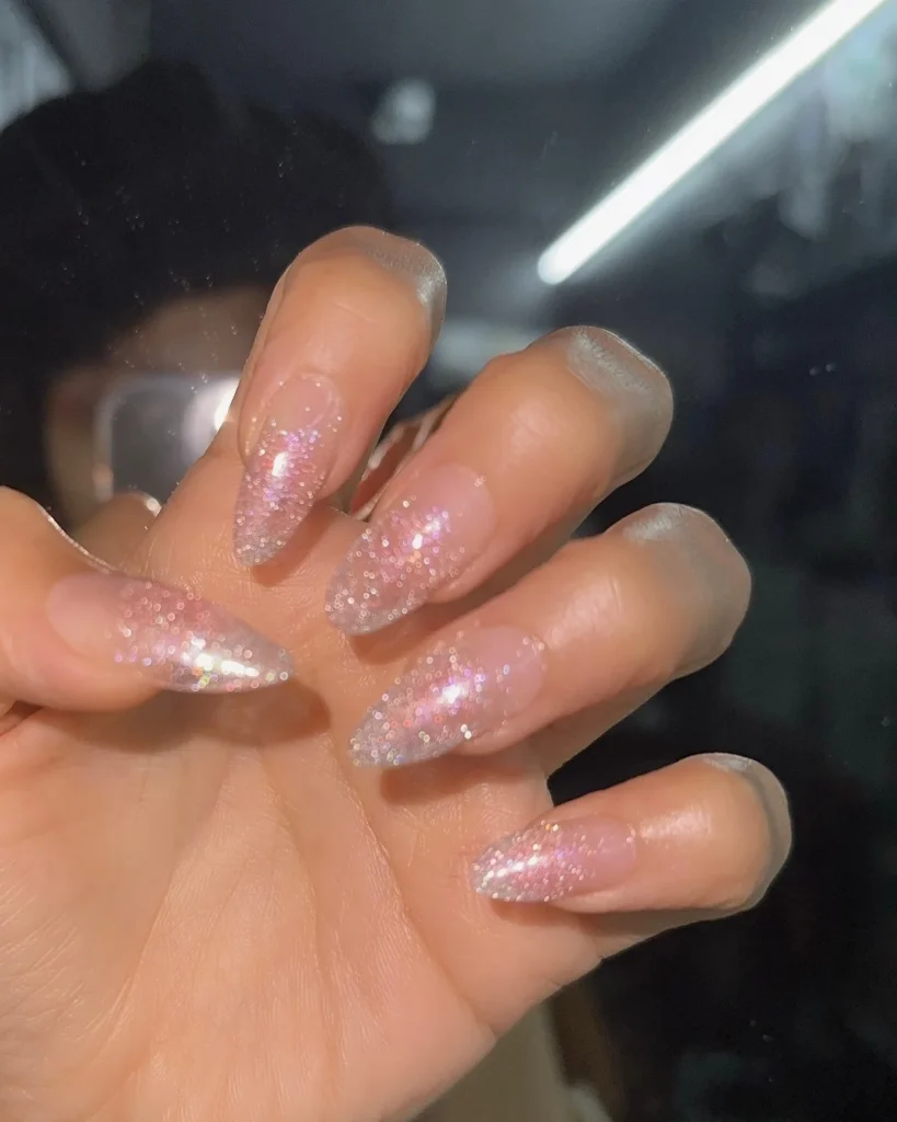 pink sparkly nails 13