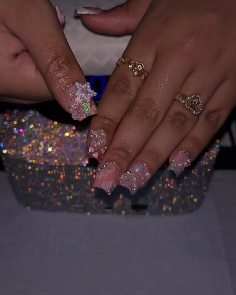 pink sparkly nails 14