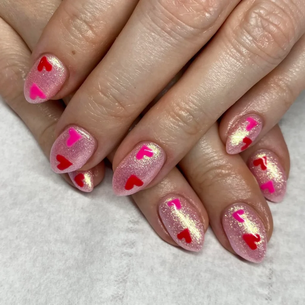 pink sparkly nails 3