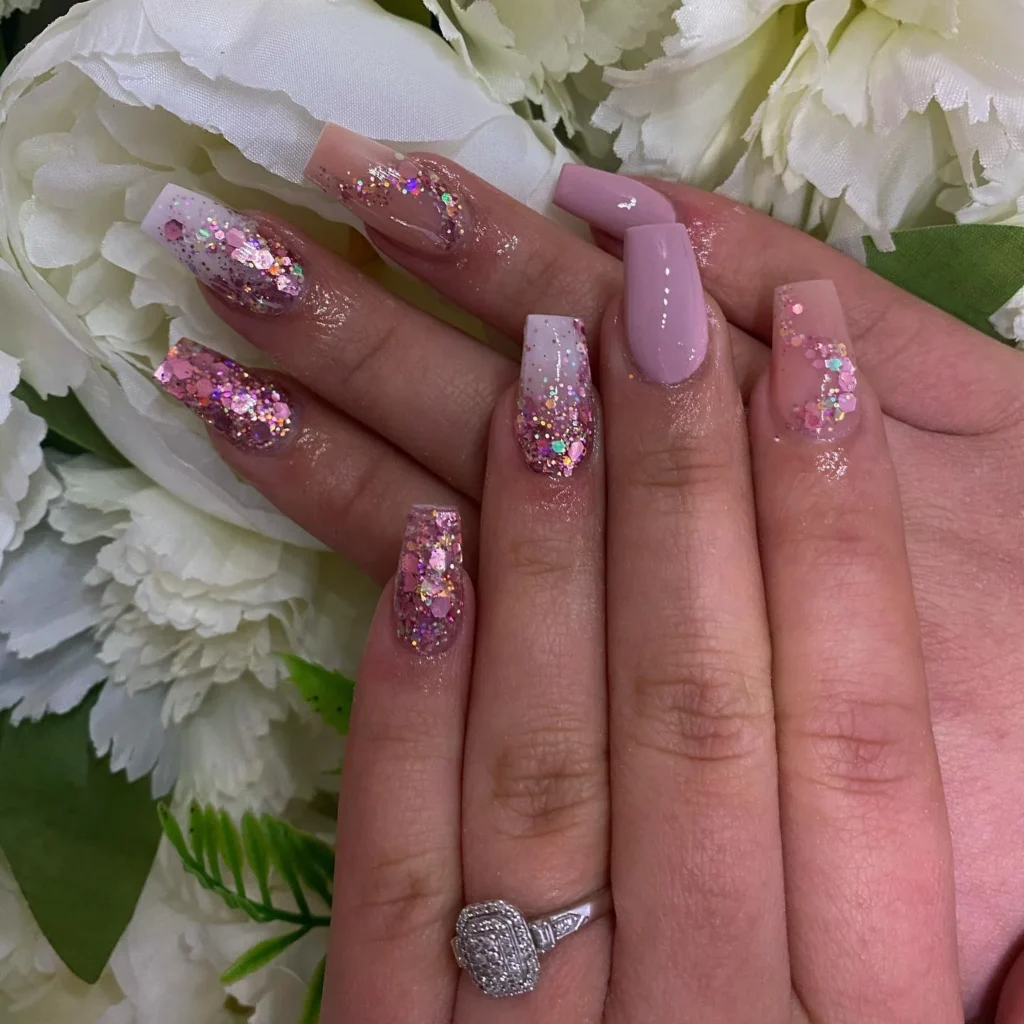 pink sparkly nails 4