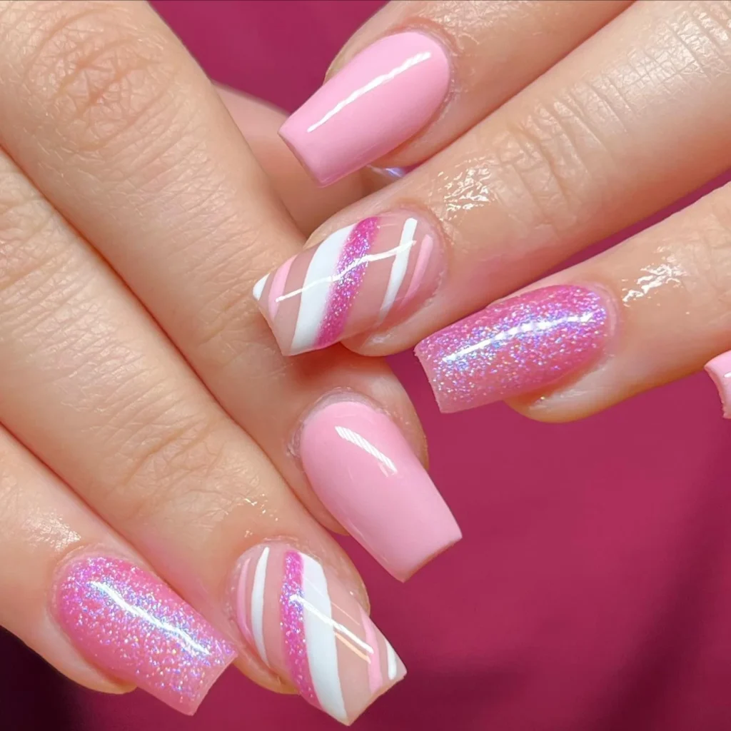 pink sparkly nails 5