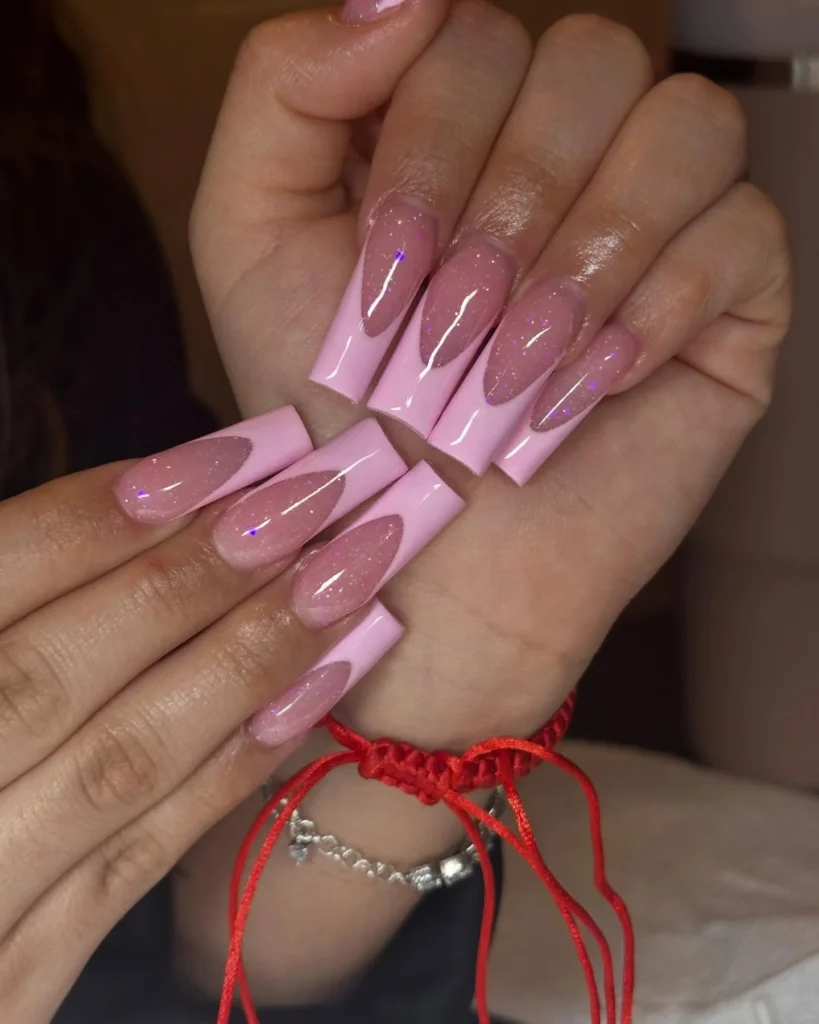 pink sparkly nails 6