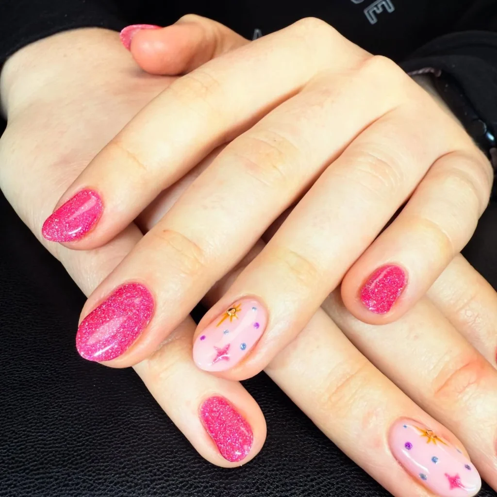 pink sparkly nails 7