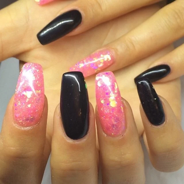 pink sparkly nails 8