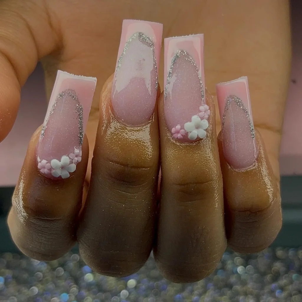 pink sparkly nails 9