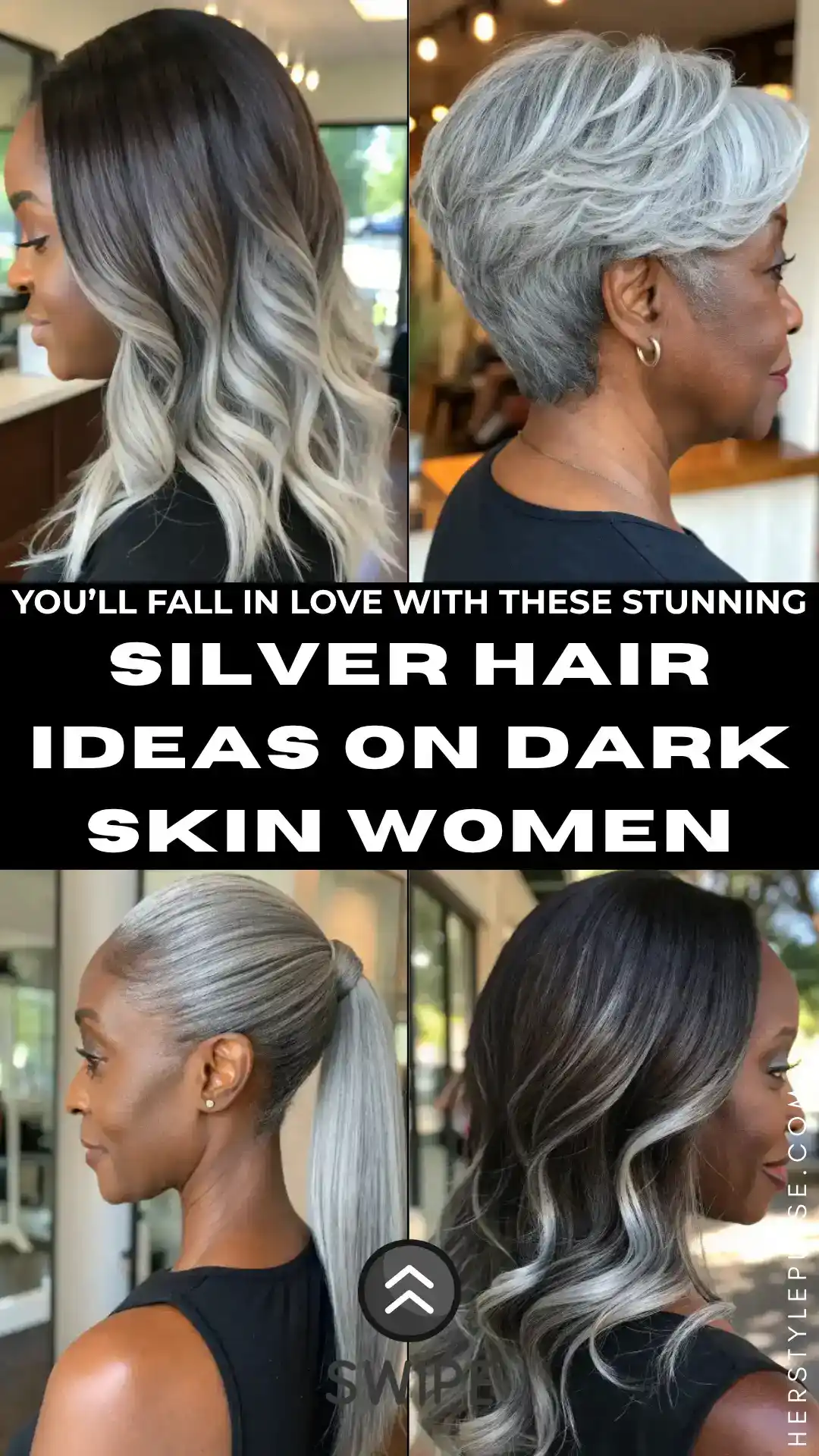 silver hair on dark skin women ideas