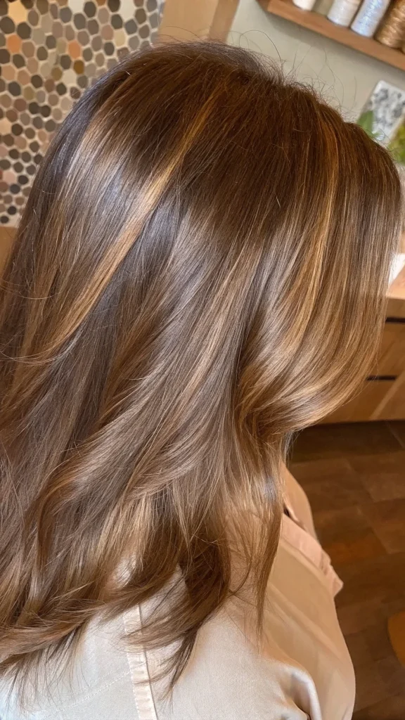 Red and caramel highlights on dark hair (10)