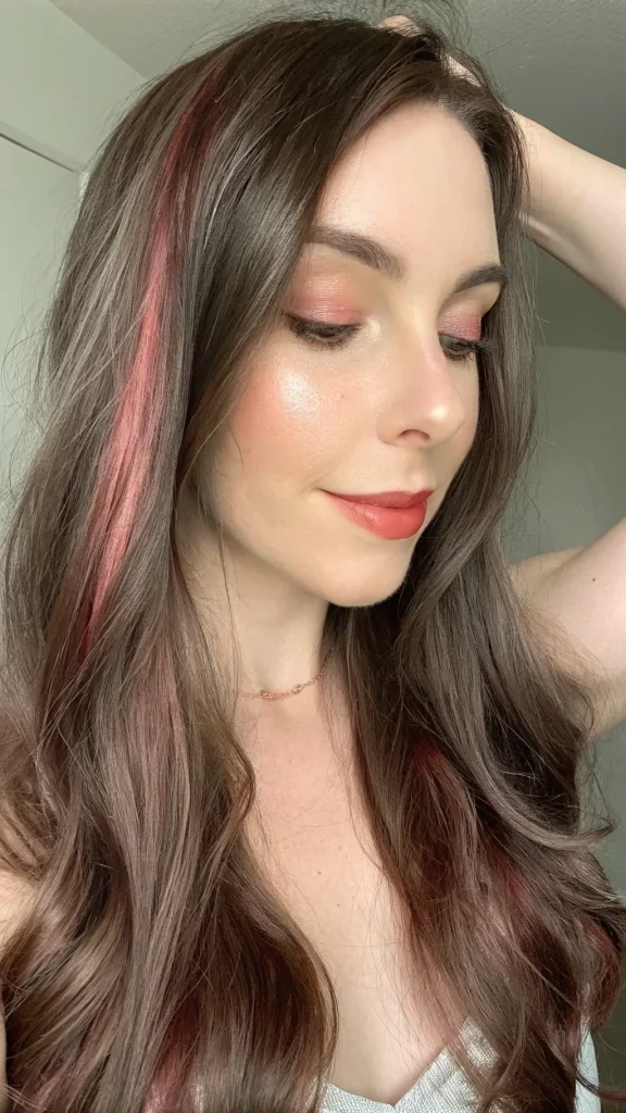 Red and caramel highlights on dark hair (3)