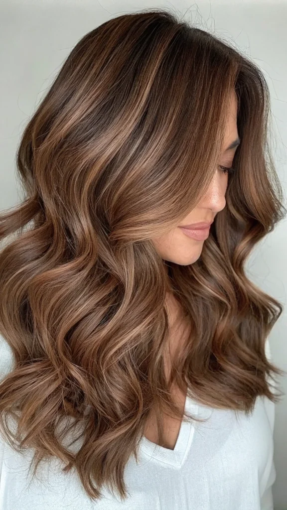 Red and caramel highlights on dark hair (4)