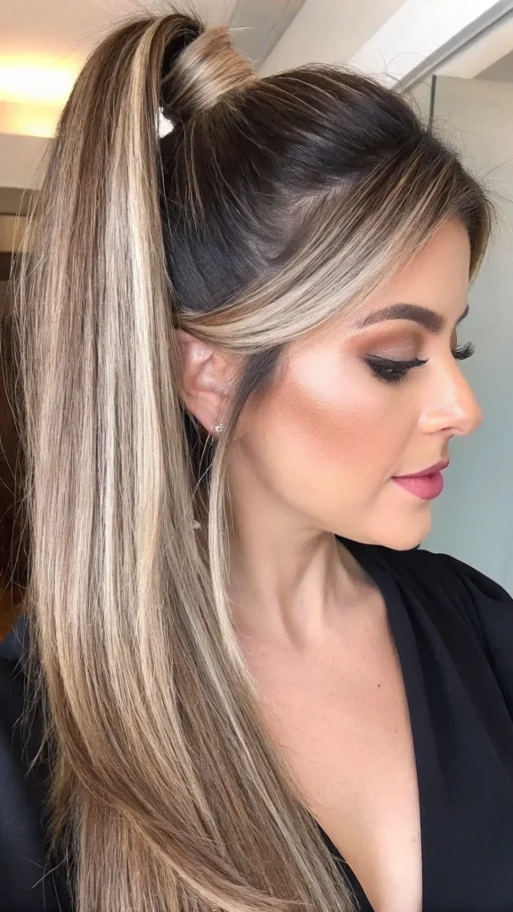 brown hair with blonde money piece (6)