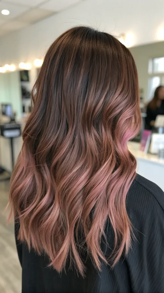 Dark Pink Highlights in Brown Hair Idea (1)
