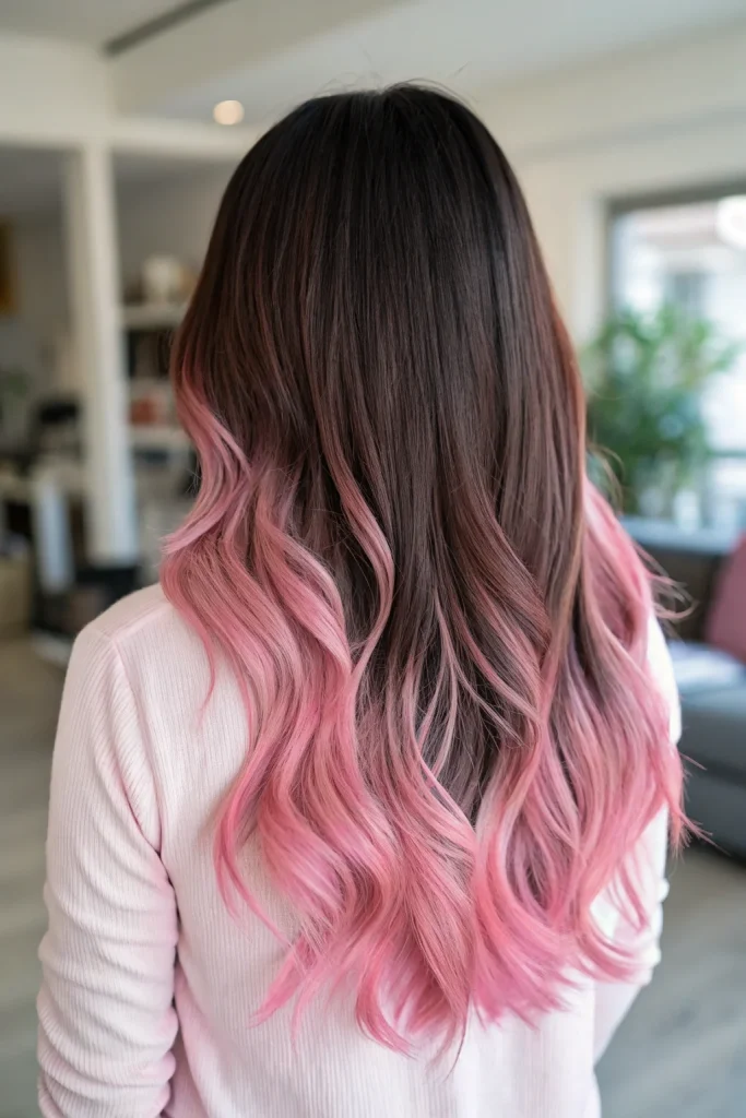 brown to pink balayage hair color (2)