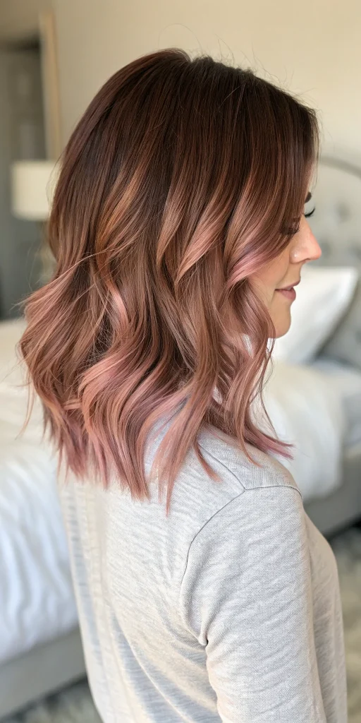 brown to pink balayage hair color (3)