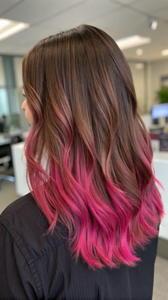 brown to pink balayage hair color (4)