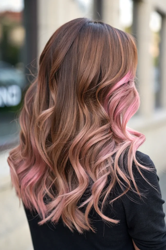 brown to pink balayage hair color (5)