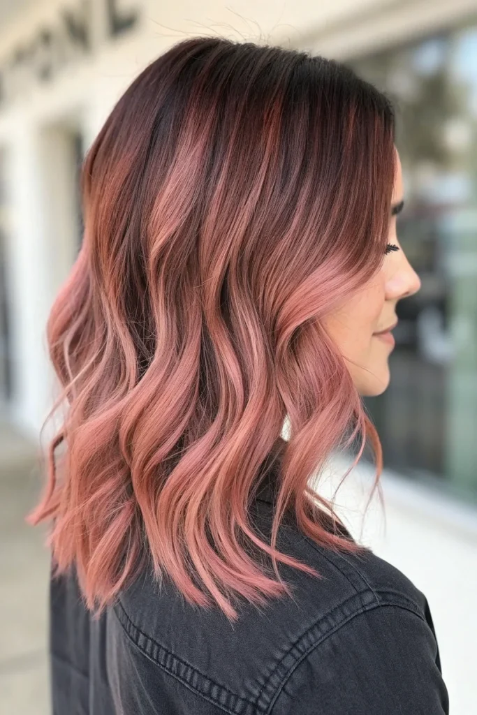 brown to pink balayage hair color (8)