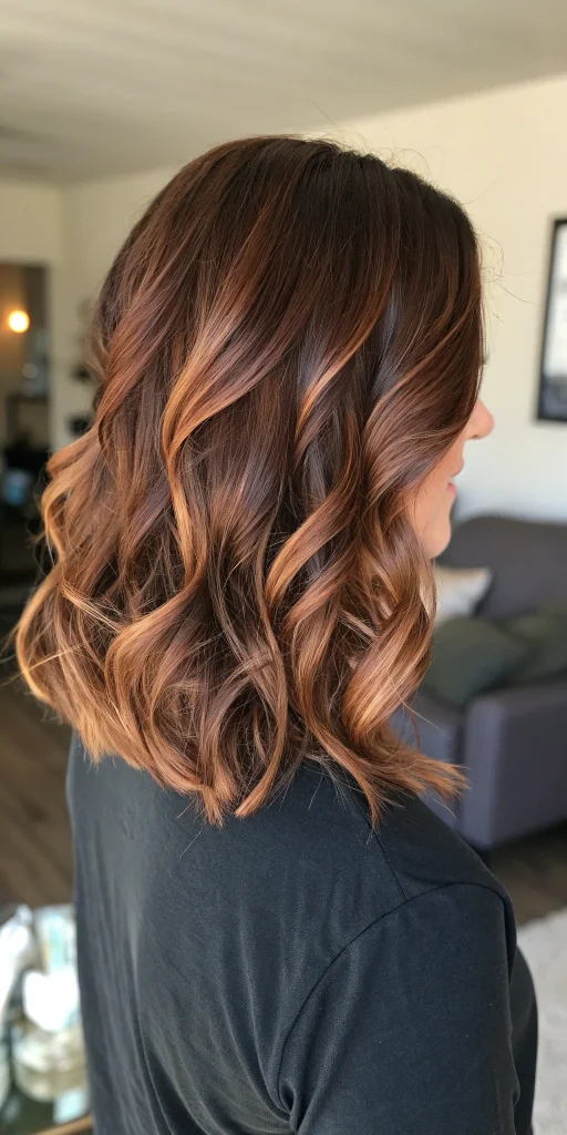 copper balayage brunette hair (9)
