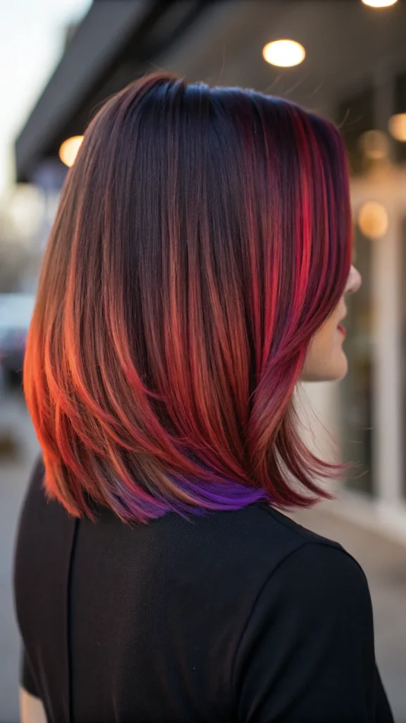 red and purple highlights on dark hair (1)