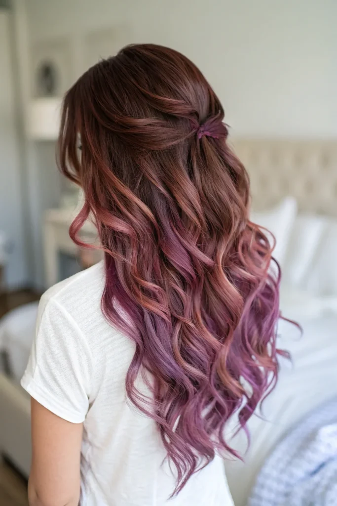 red and purple highlights on dark hair (2)