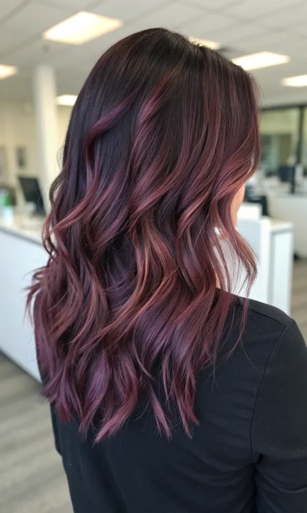 red and purple highlights on dark hair (4)