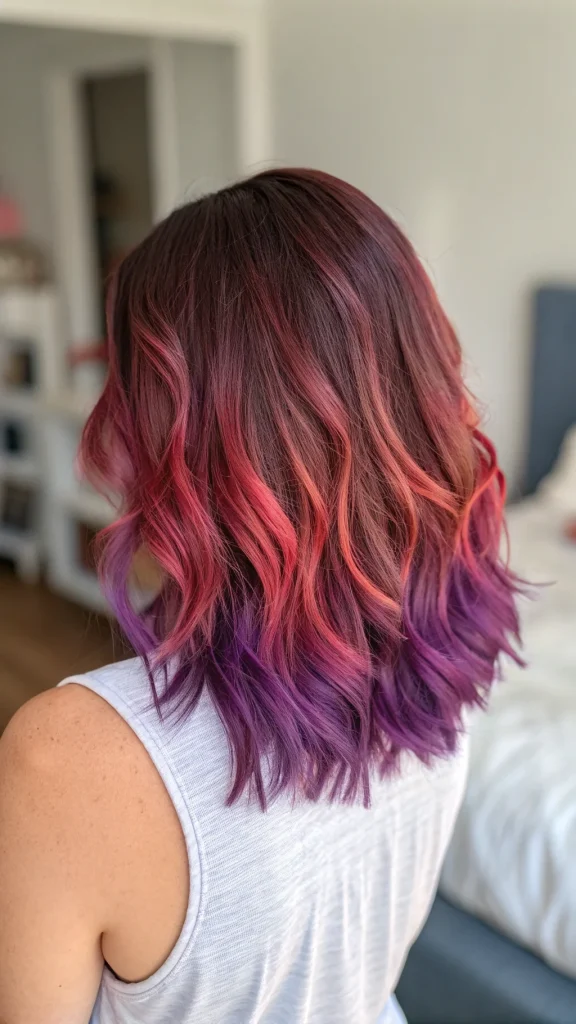 red and purple highlights on dark hair (5)
