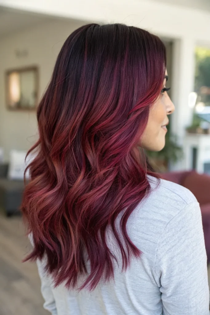 red and purple highlights on dark hair (6)