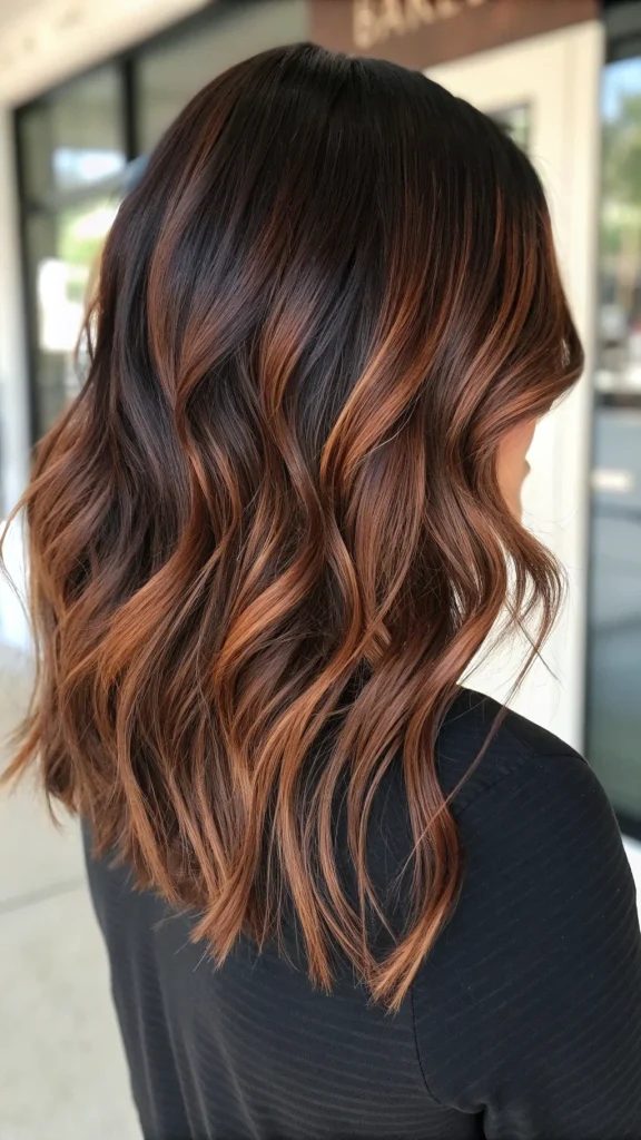 warm copper balayage on brown hair (1)