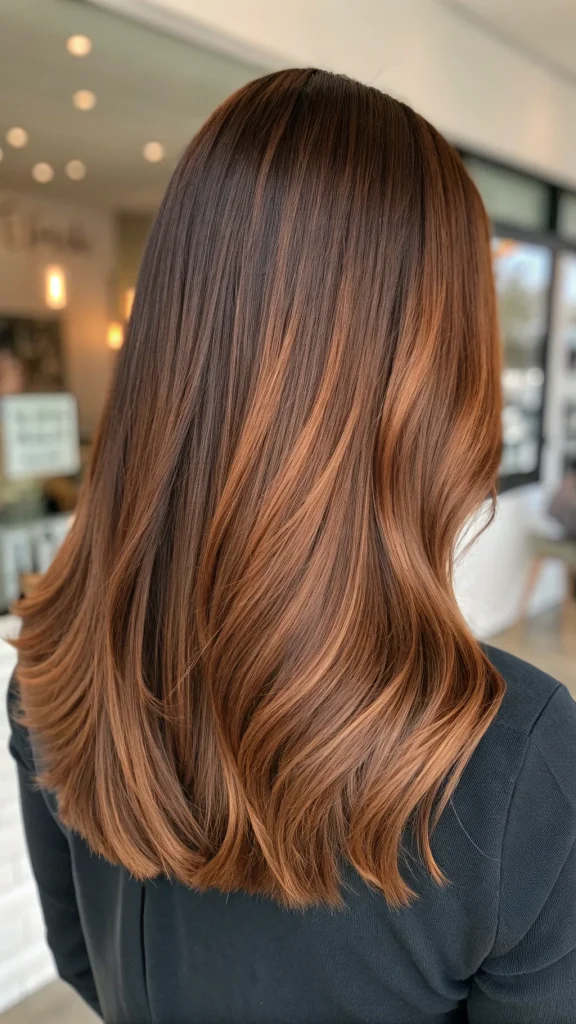 warm copper balayage on brown hair (10)