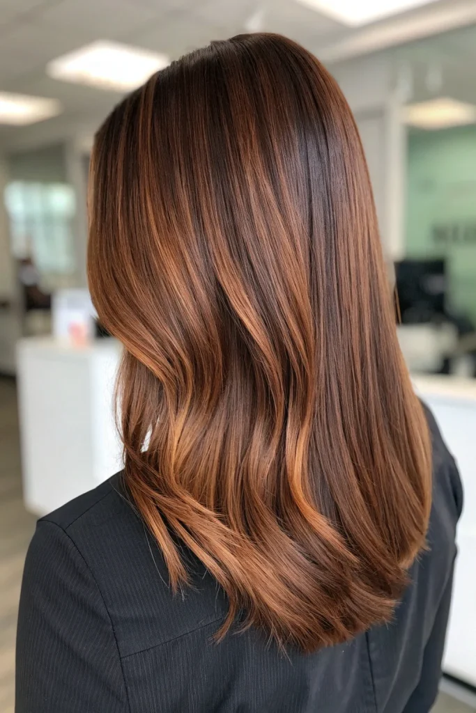 warm copper balayage on brown hair (5)