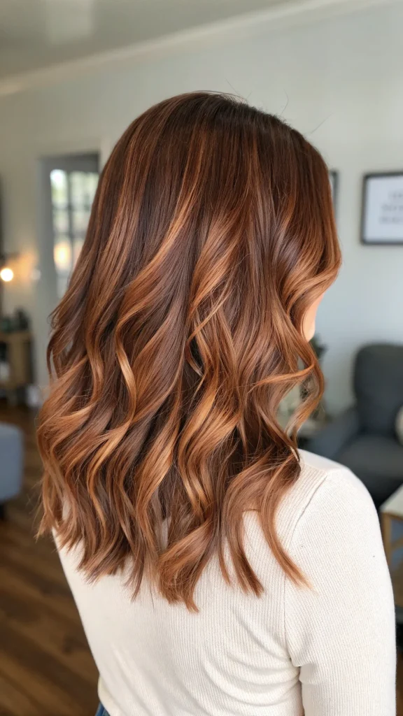 warm copper balayage on brown hair (7)