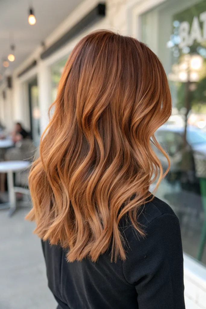 warm copper balayage on brown hair (8)