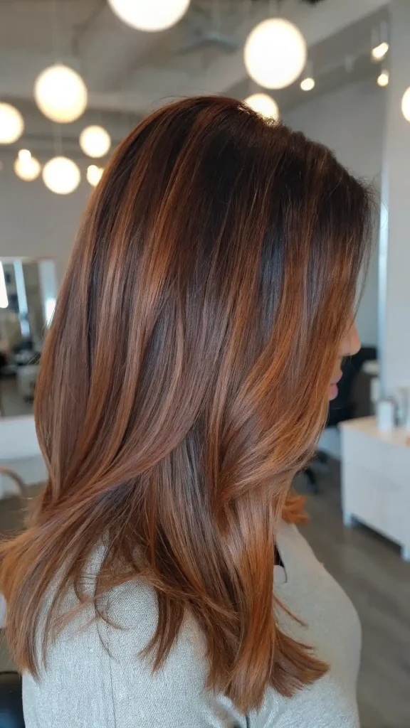warm-copper-balyage-on-brown-hair